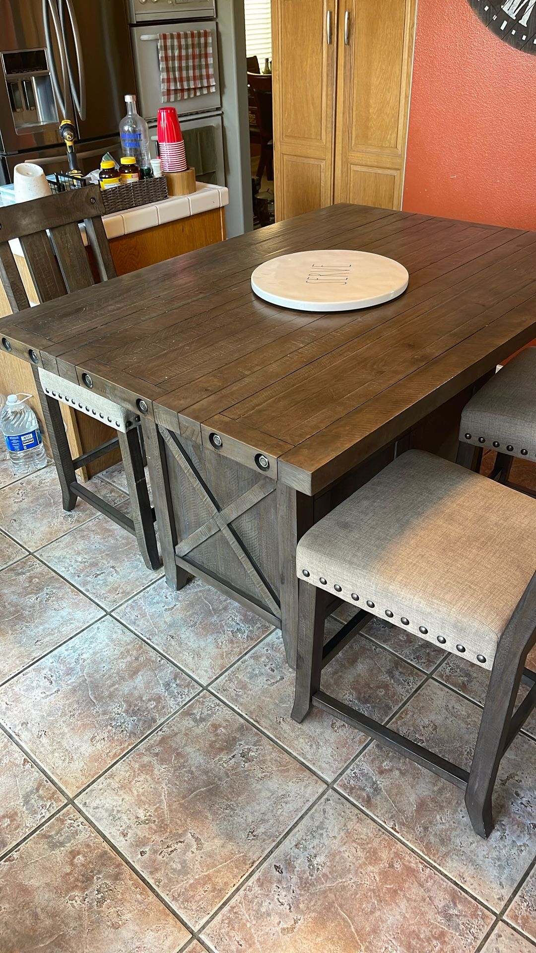 Rustic Wood Kitchen Table With Four Chairs