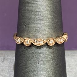 14K Yellow Gold Diamond Stackable Ring 0.12 CTW