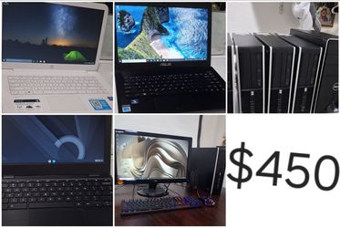 im selling some computers separately on my profile.. but im asking $450 like a lot,  for all them.

- 5 Desktop Computers Windows 10. 4gb ram. 250 gb 