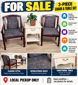 3-Piece Chair and Side Table Set
