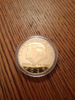 Very collectible, Trump Take America Back golden commemorative coin