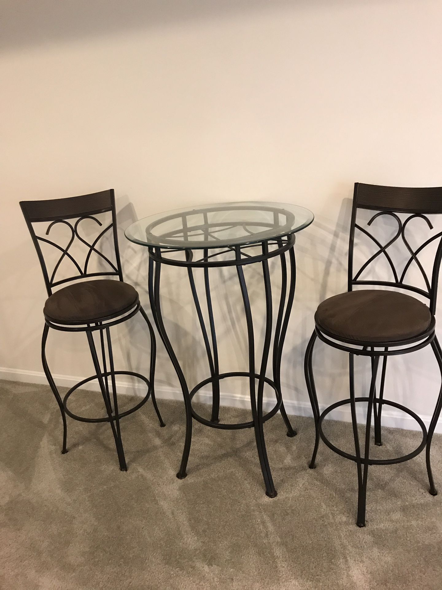 Metal Glass Barstools Table set