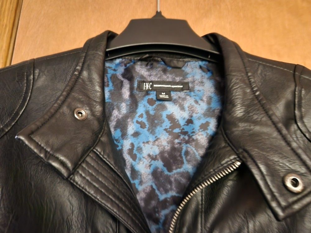 Young Mens Medium Black Leather Jacket