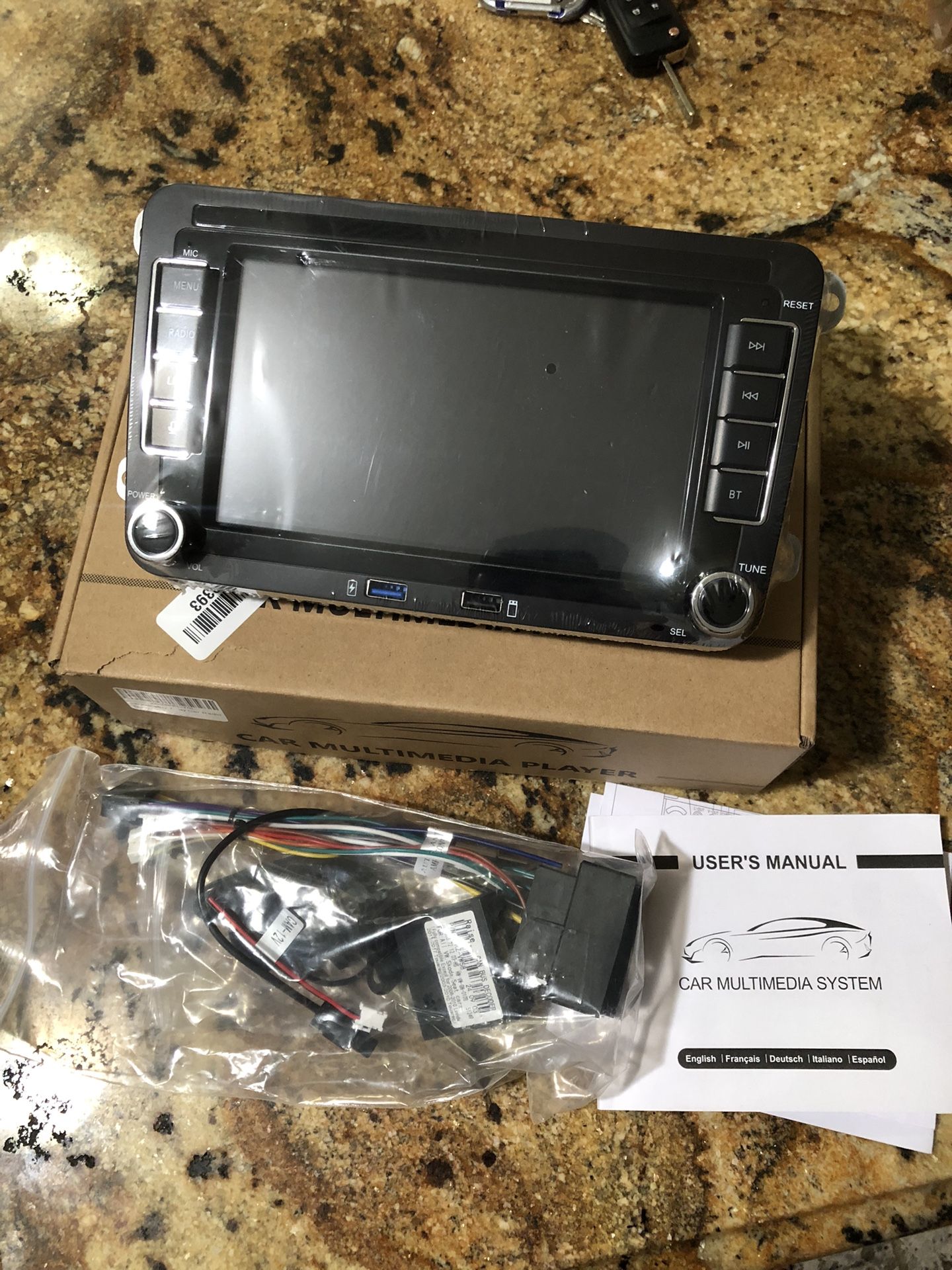 Double din Car Stereo Compatible with Wireless Carplay Android Auto with 7 inch Bluetooth/FM/AM Radio/USB/High Power Car Radio for VW Golf 5 6 Passat