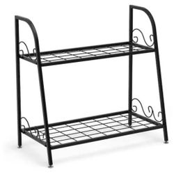 24.5 in. Tall Indoor/Outdoor Metal Plant Stand Shelf Flower Pot Holder Display Rack Shoe Organizer