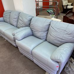 Leather Couch Grey