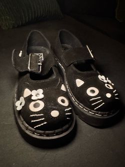 Black Suede Kitty Flower Mary Jane