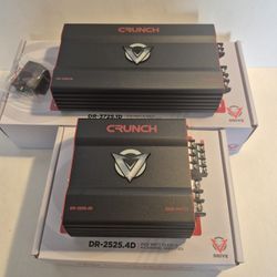CRUNCH 3725 WATTS MONOBLOCK 1 OHM STABLE BUILT IN CROSSOVER WITH BASS CONTROL & 2525 WATTS 4 CHANNEL BUILT IN CROSSOVER CAR AMPLIFIER