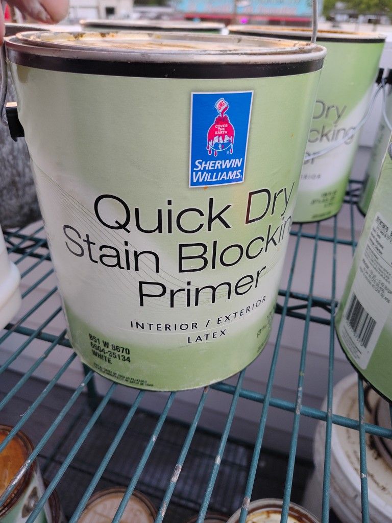 5 - 1 Gallon Quick Dry Stain Blocking Primer By Sherwin-Williams Interior And Exterior Latex