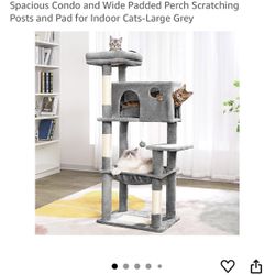Cat Tree Condo  53”H X18”Wx22”L/ Gray