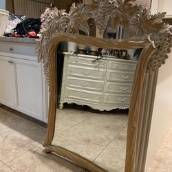Grape vine Vintage Victorian Ornate Wood Mirror Rare Find