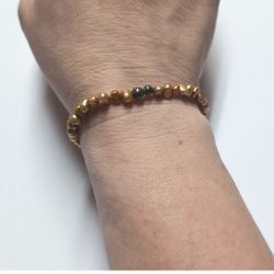 Copper Freshwater Pearls Beaded Stretch Bracelet 