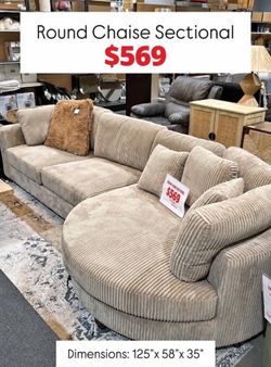 X-large size sectional sofa camel wide-welt corduroy