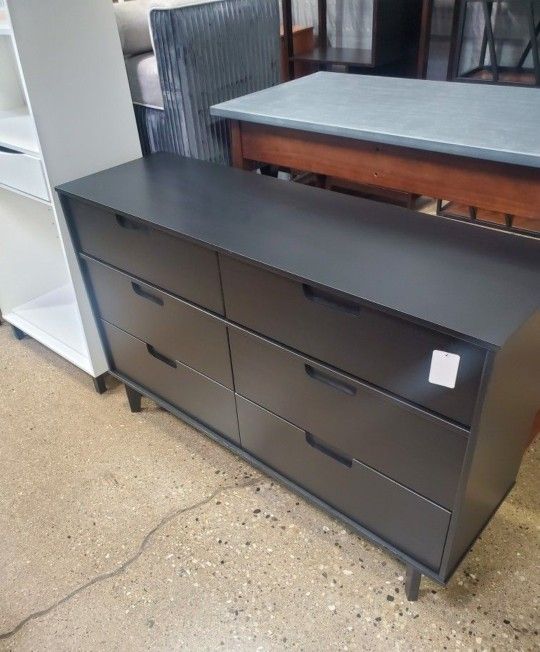 Mid Century Modern Solid Wood Dresser Black