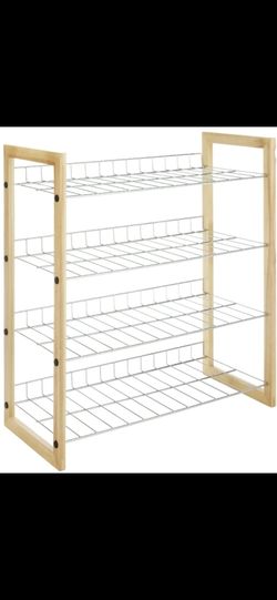New Wood Wire Shoe Rack