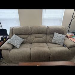 Levin Microsuede Power Couch And Recliner 