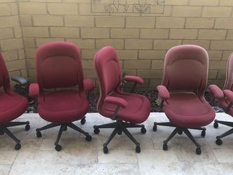 Lot of 5 Herman Miller Red Vintage Desk Chairs Mid Century Modern