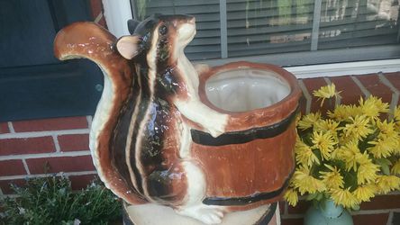 Large squirrel planter flower pot ceramic