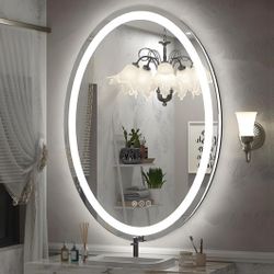 48x36 Oval LED Bathroom Mirror, Lighted Vanity Mirror for Wall, Anti-Fog, Shatter-Proof, Dimmable