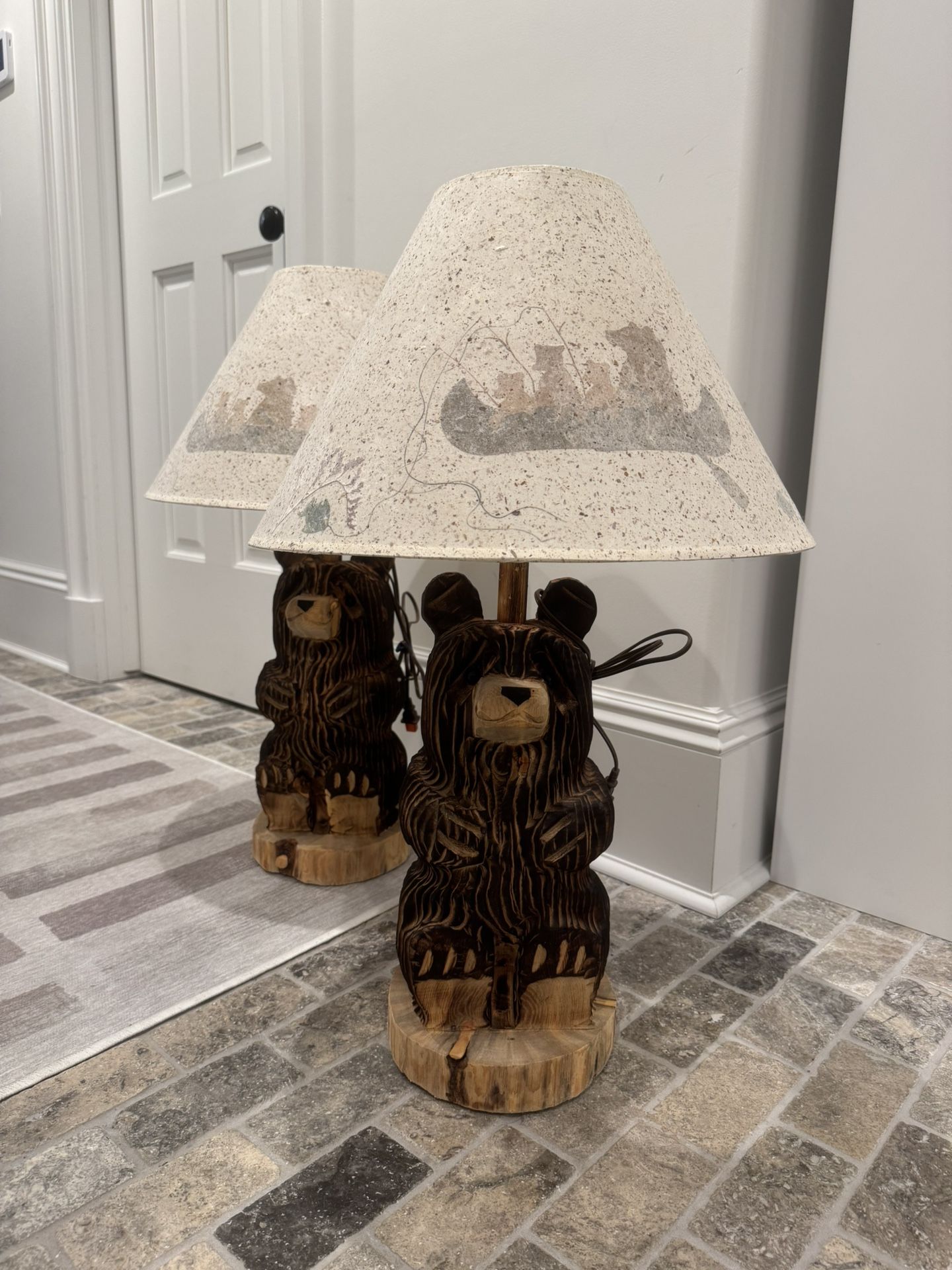 Set of Rustic Bear Lamps