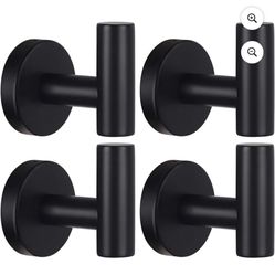 4 Pack Black stainless Steel Towel/Coat Hooks