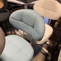 Vanity Chair with back, Small Cute office Chair, PU Leather Desk Computer Chairs, Green $30 