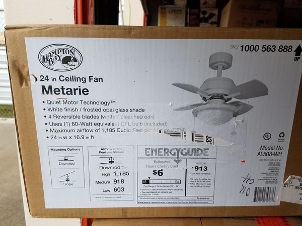 Hampton Bay Metarie 24 In Indoor White Ceiling Fan With Light Kit Open In The Appcontinue To Mobile Website