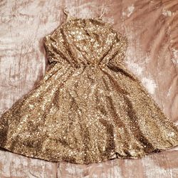 Gold Shiny Dress Small