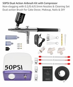 50PSI Dual Action Airbrush Kit with Compressor
