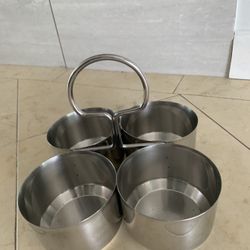 4 Compartment Servers With Handle Stainless Still 