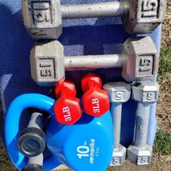 (YES STILL AVAILABLE) Dumbbells and Kettlebell 