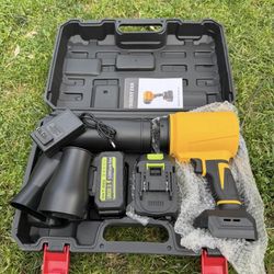 High RPM Cordless Leaf Blower - 21V Electric Handheld Leaf Blower with 2 Batteries & Fast Charger - Lightweight for Patio, Lawn, Yard, Deck Cleaning