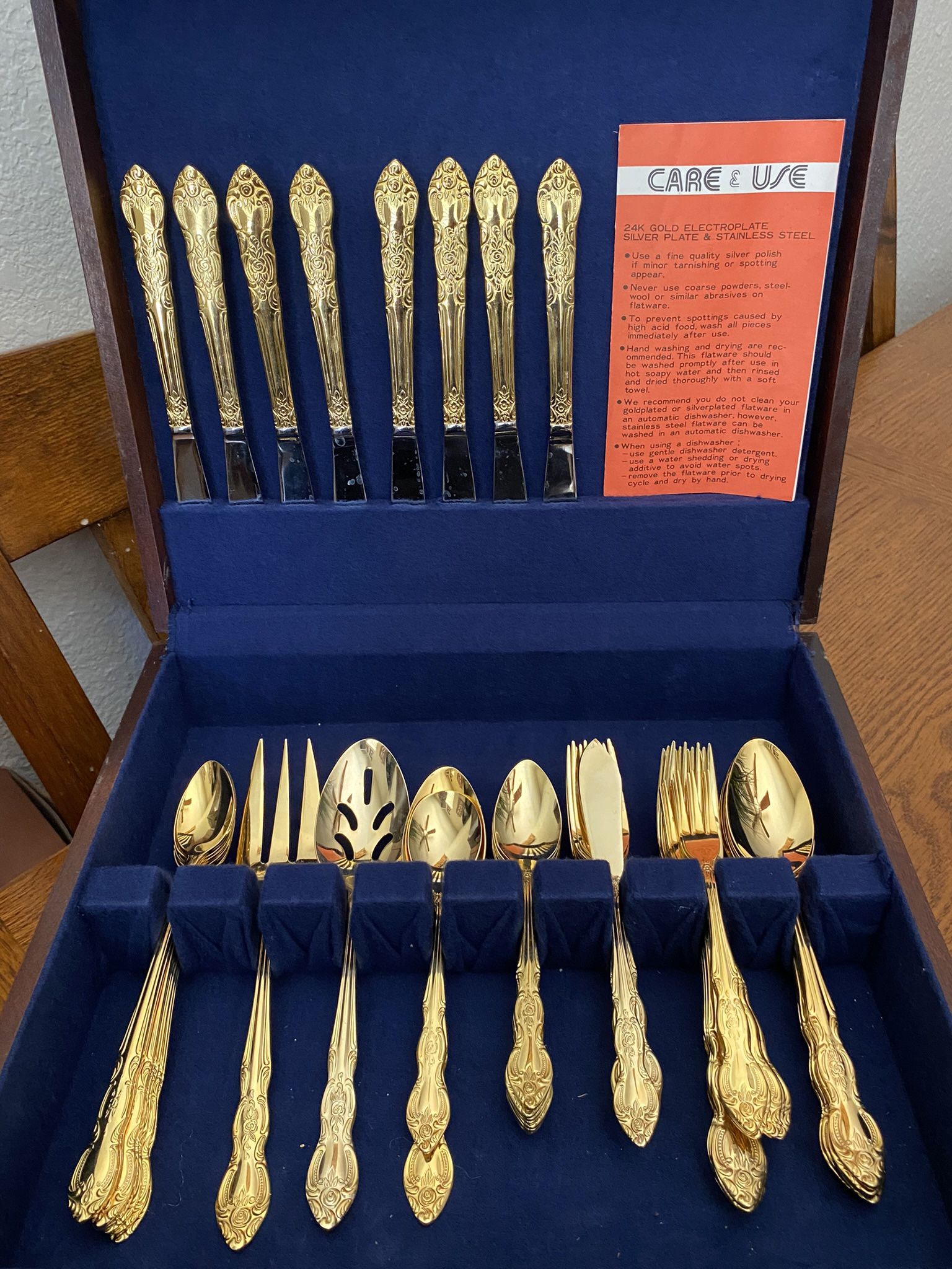 24k Gold Electroplate Silverplate Stainless Steel With Cake Dessert Spoon Set