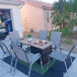 Patio Set All New Fire Pit And 6 Chairs