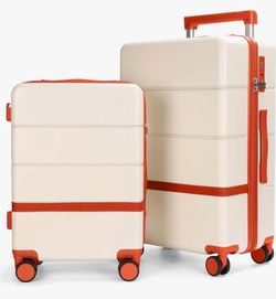 100% Brand New in Box 2 Piece Luggages Suitcase set with wheels,20” and 24”Hardshell Waterproof