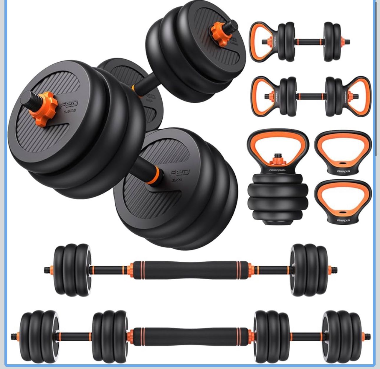 FEIERDUN Adjustable Dumbbells, 70lbs Free Weight Set with Connector