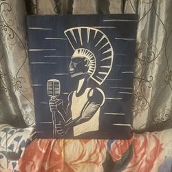 Blue Mohawk Microphone Lead Singer painting 