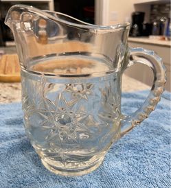 Vintage Anchor Hocking Clear Glass Pitcher with Star Pattern