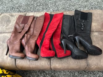 3 Pairs Women's Knee-High Heeled Boots