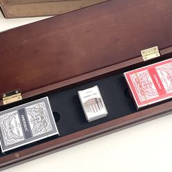 AMEROUS Wooden Cribbage Board Game Set w/ Cards Metal Pegs Magnetic Case