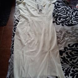 New White Off-Shoulder Elegant Dress-With Tag