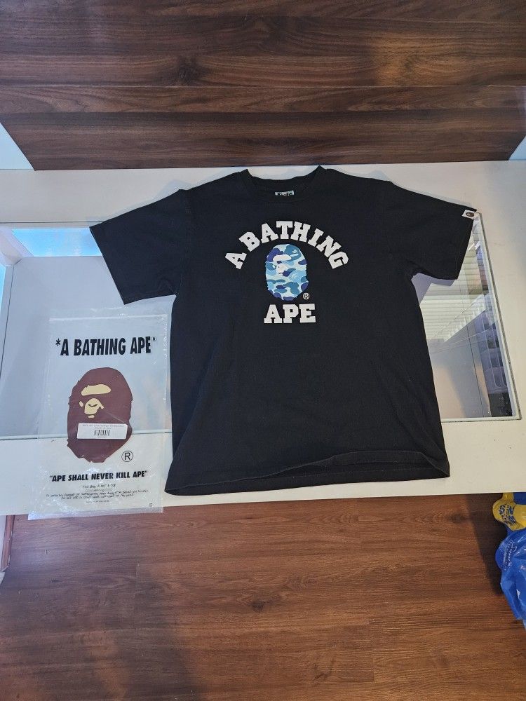BapeABC Camo Blue College Tee