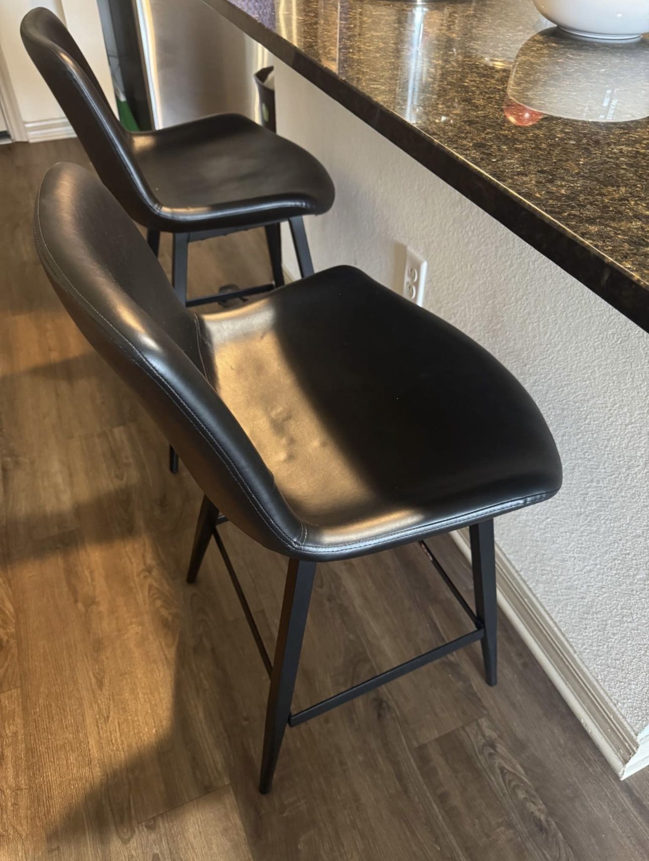 New Black Leather Stools