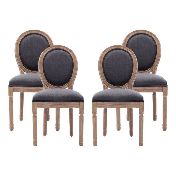 French Vintage Chairs Set of 4Louis Farmhouse Dining Chairs with Solid Wood Frame and Tufted FabricRubber Wood French Decor for Dining RoomLiving R