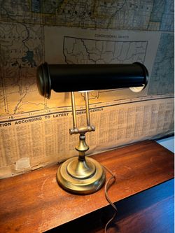Antique vintage brass bankers desk lamp