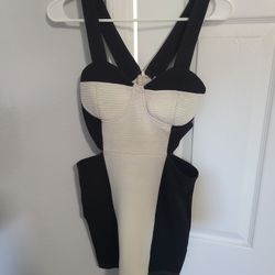 Black And White Form Fitting Dress