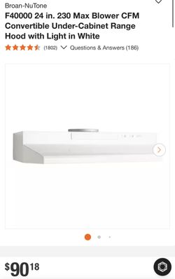 F40000 24 in. 230 Max Blower CFM Convertible Under-Cabinet Range Hood with Light in White