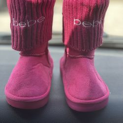 Girls Pink Bebe Fur Boots