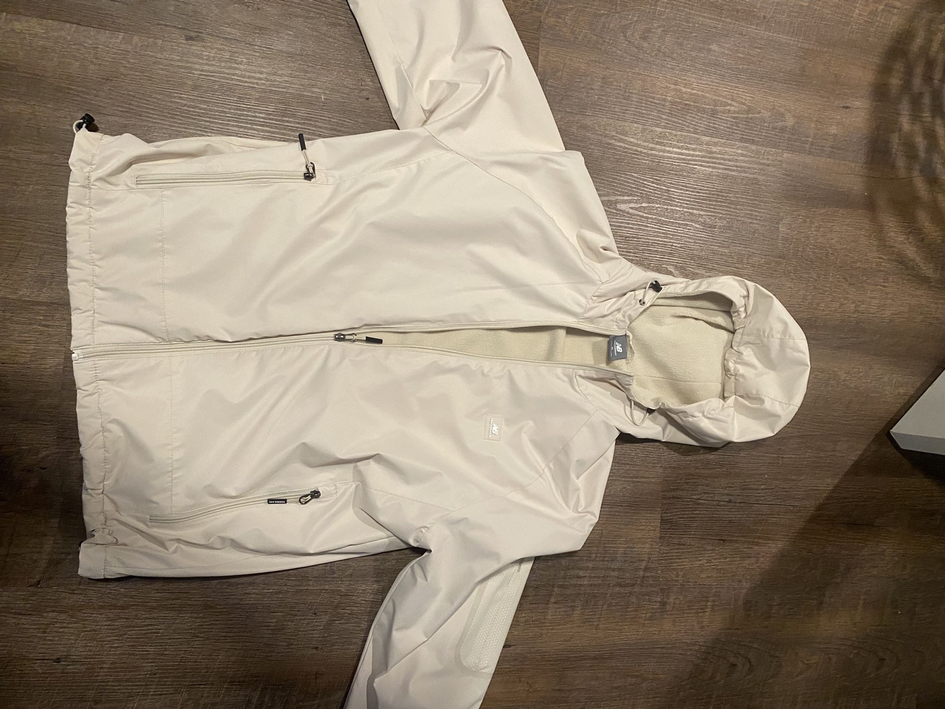 New Balance Cream Colored Fur Insulated Zip Up Jacket