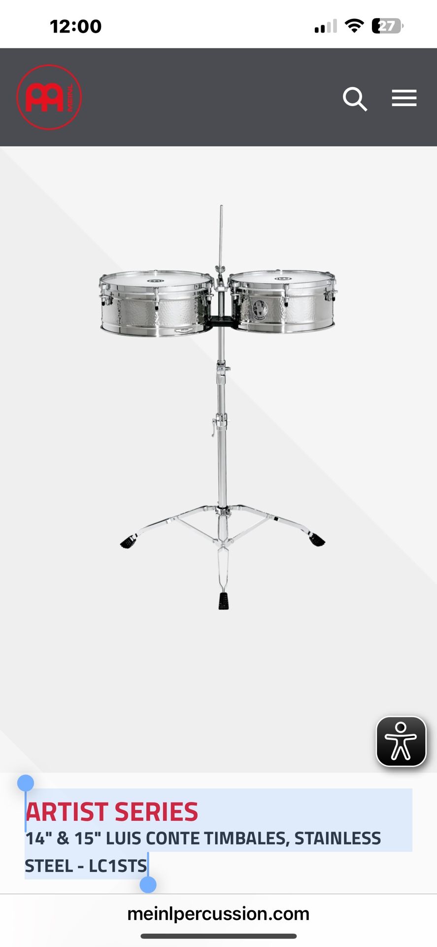 ARTIST SERIES 14" & 15" LUIS CONTE TIMBALES, STAINLESS STEEl